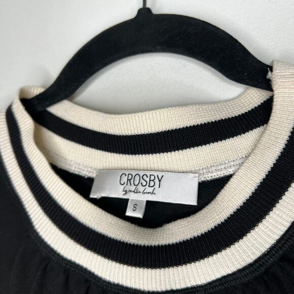 Crosby Mollie Burch Black Sheer Sleeve Shift Mini Dress Size Small - Picture 3 of 7